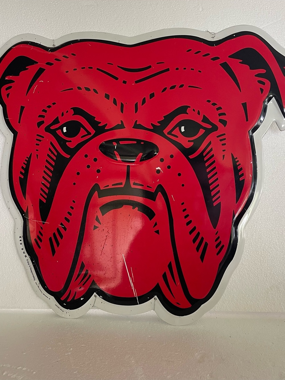 Red Bulldog Pet Wall Décor - Bold Red Dog Head Sign